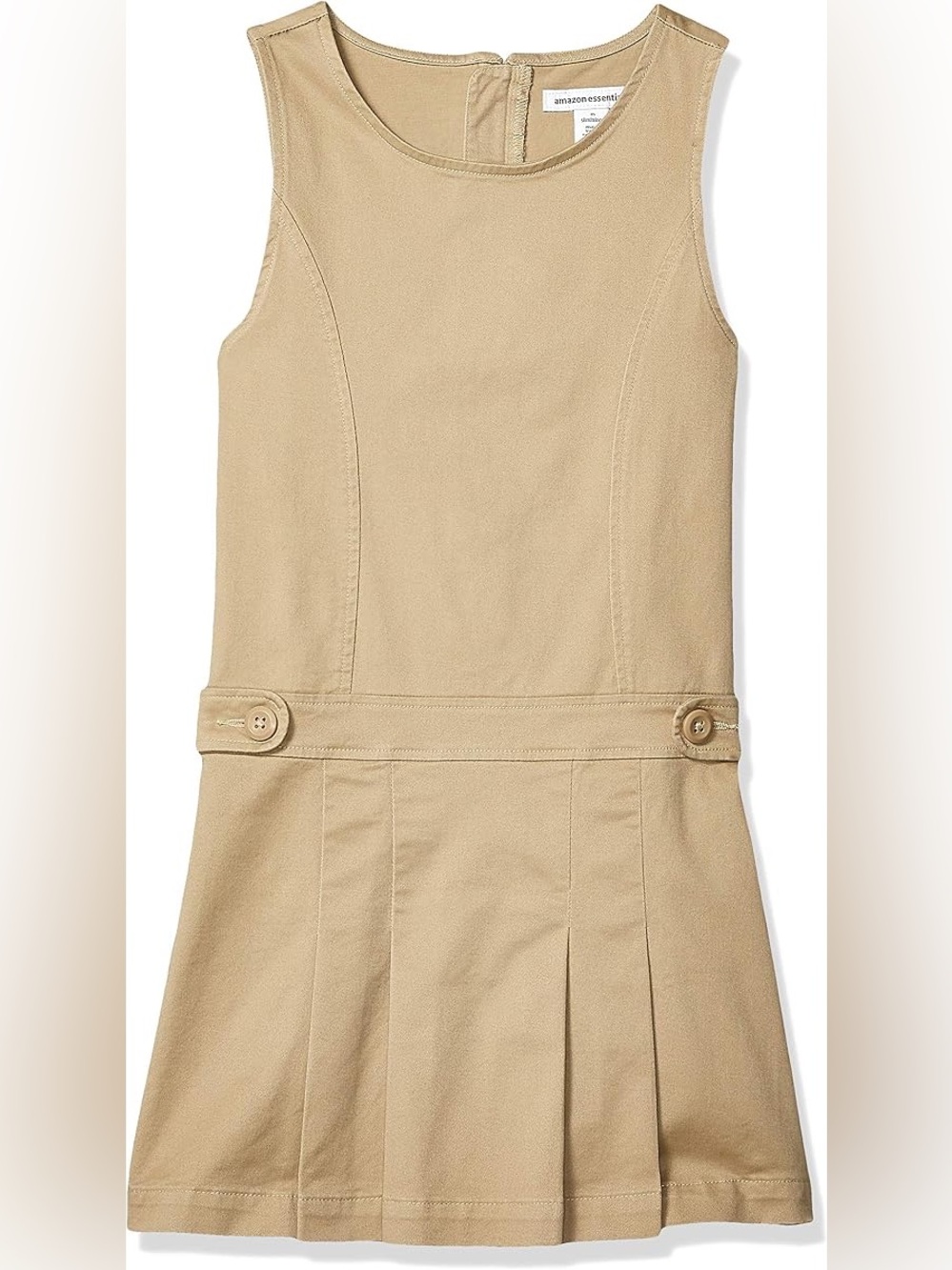 Amazon Essential girls Sleeveless Pleated Khaki uniform dress size S
